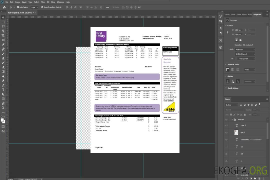 Royaume-Uni Warwick First modèle de facture de services publics aux formats Word et PDF template